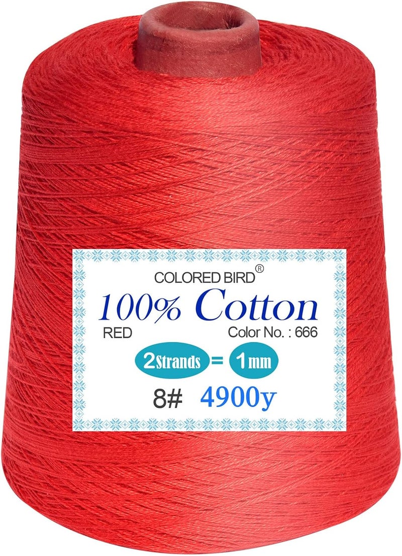 colored bird Size 8 Crochet Thread,Cotton Yarn,500g per Cone， red - Image 1